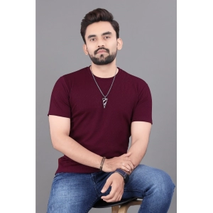 Generic Men's Casual Half Sleeve Cotton Round Neck T.Shirt (Wine)