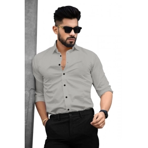 Generic Men's Casual Full Sleeve Poly Viscose Collar Neck Shirt (Grey)