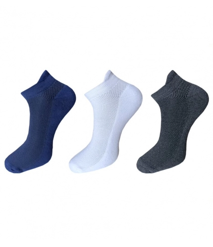 3_Pair Set Unisex Casual Cotton Solid Ankle Length Socks (Multicolor)