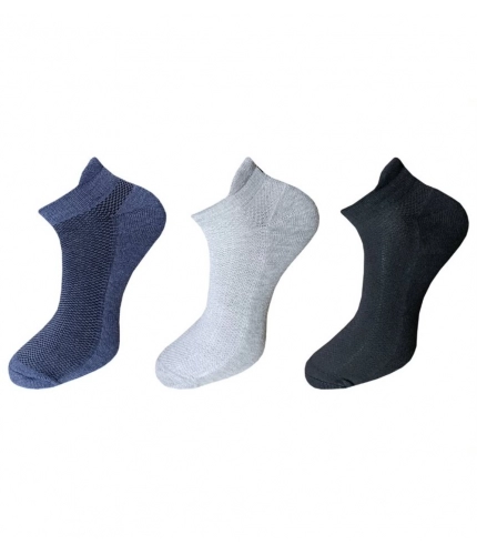 3_Pair Set Unisex Casual Cotton Solid Ankle Length Socks (Multicolor)