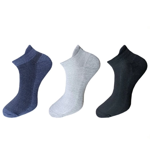 3_Pair Set Unisex Casual Cotton Solid Ankle Length Socks (Multicolor)
