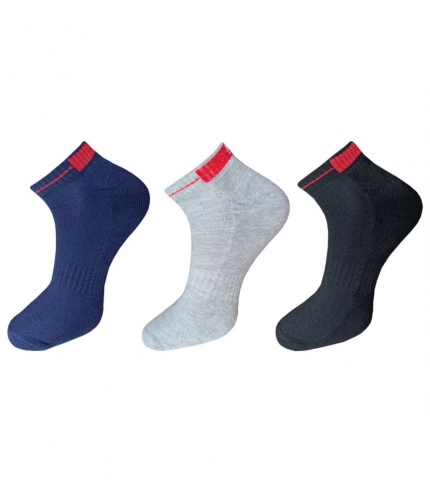 3_Pair Set Unisex Casual Cotton Solid Ankle Length Socks (Multicolor)