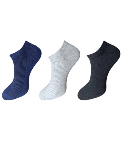 3_Pair Set Unisex Casual Cotton Solid Ankle Length Socks (Multicolor)