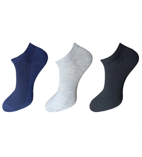 3_Pair Set Unisex Casual Cotton Solid Ankle Length Socks (Multicolor)