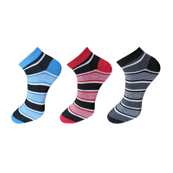 Dropship 3_Pair Set Unisex Casual Cotton Striped Ankle Length Socks (Multicolor)