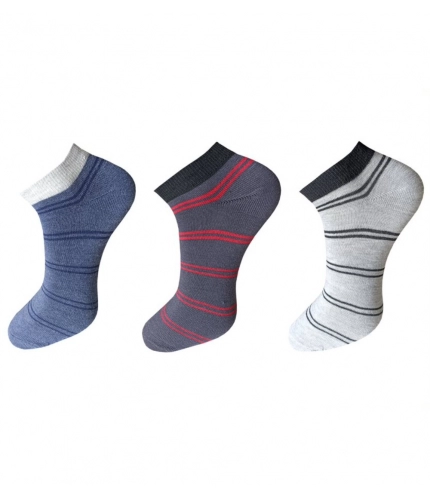 3_Pair Set Unisex Casual Cotton Striped Ankle Length Socks (Multicolor)