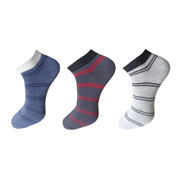 Dropship 3_Pair Set Unisex Casual Cotton Striped Ankle Length Socks (Multicolor)