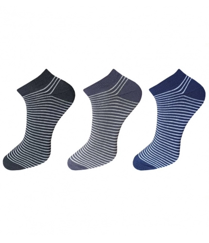 3_Pair Set Unisex Casual Cotton Striped Ankle Length Socks (Multicolor)