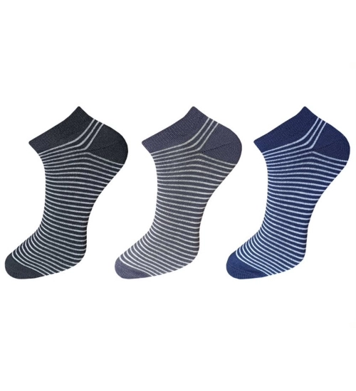 3_Pair Set Unisex Casual Cotton Striped Ankle Length Socks (Multicolor)