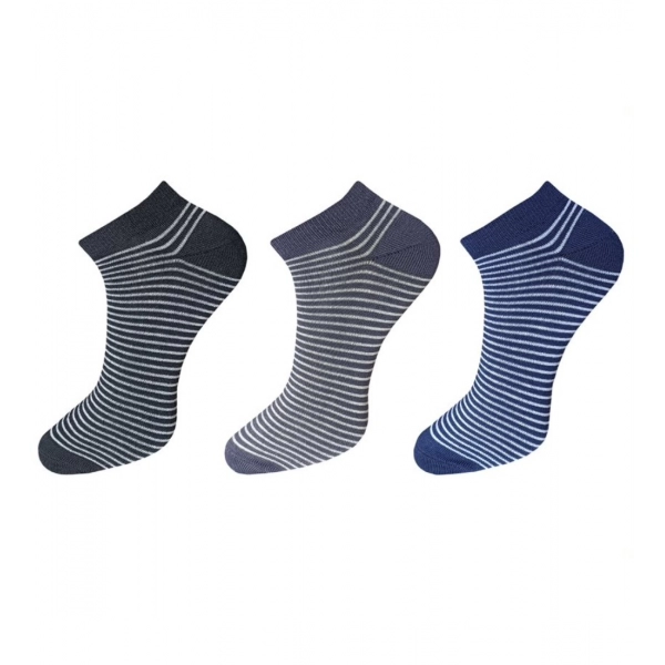 Dropship 3_Pair Set Unisex Casual Cotton Striped Ankle Length Socks (Multicolor)