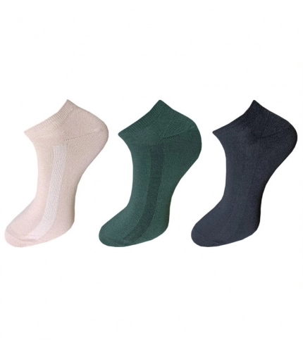 3_Pair Set Unisex Casual Cotton Solid Ankle Length Socks (Multicolor)