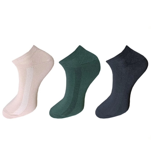 3_Pair Set Unisex Casual Cotton Solid Ankle Length Socks (Multicolor)