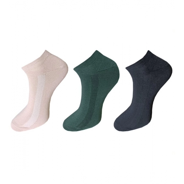 Dropship 3_Pair Set Unisex Casual Cotton Solid Ankle Length Socks (Multicolor)