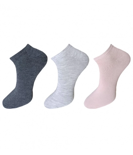 3_Pair Set Unisex Casual Cotton Solid Ankle Length Socks (Multicolor)