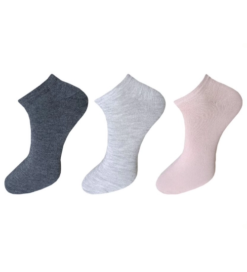 3_Pair Set Unisex Casual Cotton Solid Ankle Length Socks (Multicolor)