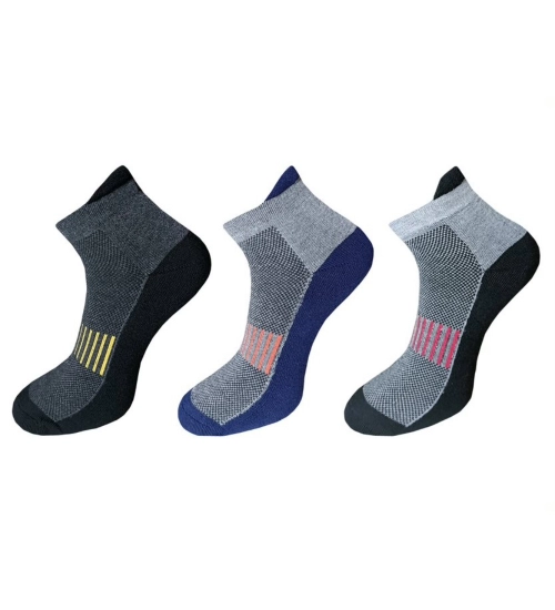 3_Pair Set Unisex Casual Cotton Printed Ankle Length Socks (Multicolor)