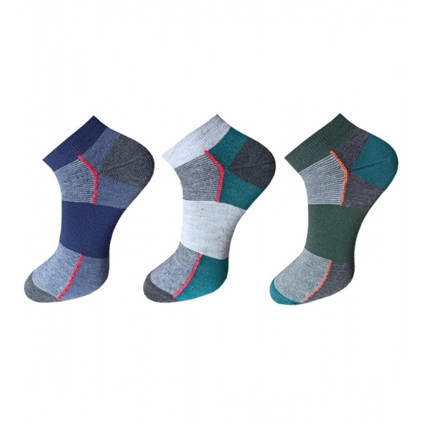 Dropship 3_Pair Set Unisex Casual Cotton Striped Ankle Length Socks (Multicolor)