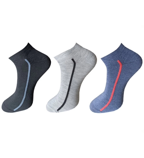 3_Pair Set Unisex Casual Cotton Solid Ankle Length Socks (Multicolor)
