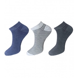 3_Pair Set Unisex Casual Cotton Striped Ankle Length Socks (Multicolor)