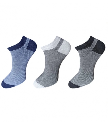 3_Pair Set Unisex Casual Cotton Striped Ankle Length Socks (Multicolor)