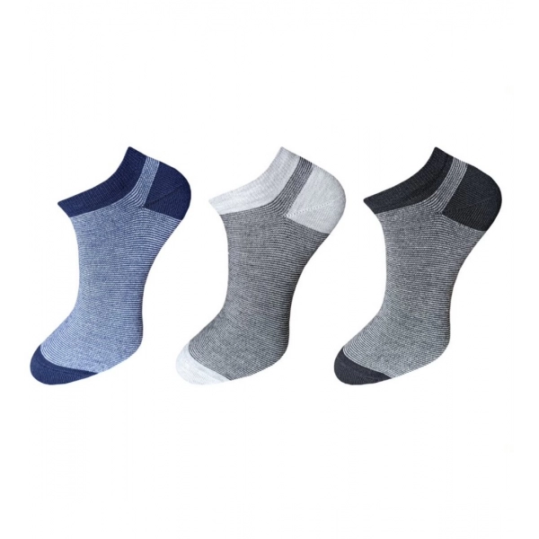 Dropship 3_Pair Set Unisex Casual Cotton Striped Ankle Length Socks (Multicolor)