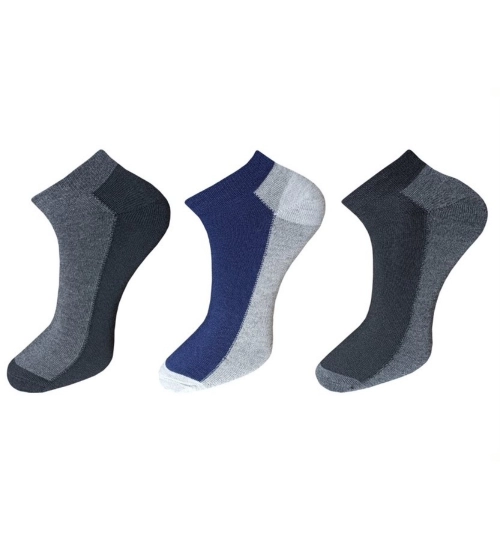 3_Pair Set Unisex Casual Cotton Solid Ankle Length Socks (Multicolor)