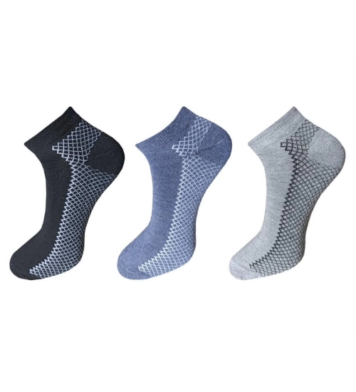 3_Pair Set Unisex Casual Cotton Printed Ankle Length Socks (Multicolor)