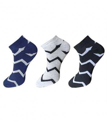 3_Pair Set Unisex Casual Cotton Printed Ankle Length Socks (Multicolor)