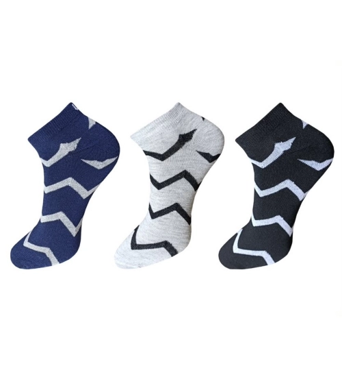 3_Pair Set Unisex Casual Cotton Printed Ankle Length Socks (Multicolor)