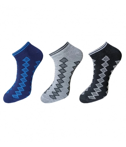 3_Pair Set Unisex Casual Cotton Printed Ankle Length Socks (Multicolor)