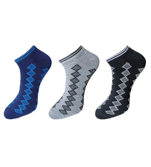3_Pair Set Unisex Casual Cotton Printed Ankle Length Socks (Multicolor)