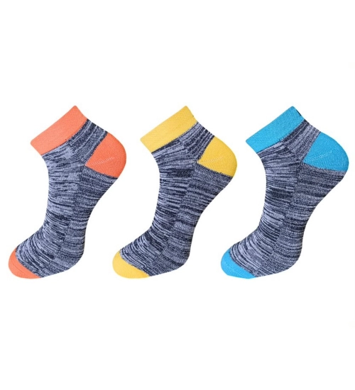 3_Pair Set Unisex Casual Cotton Ribbed Ankle Length Socks (Multicolor)