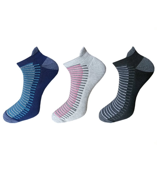3_Pair Set Unisex Casual Cotton Striped Ankle Length Socks (Multicolor)