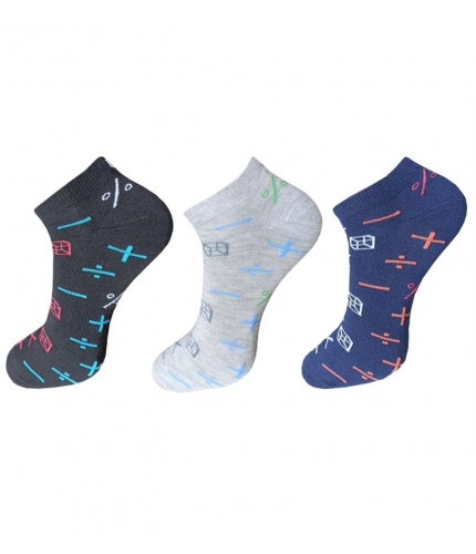 3_Pair Set Unisex Casual Cotton Printed Ankle Length Socks (Multicolor)