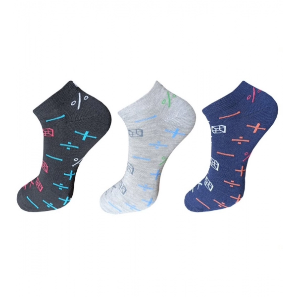 Dropship 3_Pair Set Unisex Casual Cotton Printed Ankle Length Socks (Multicolor)