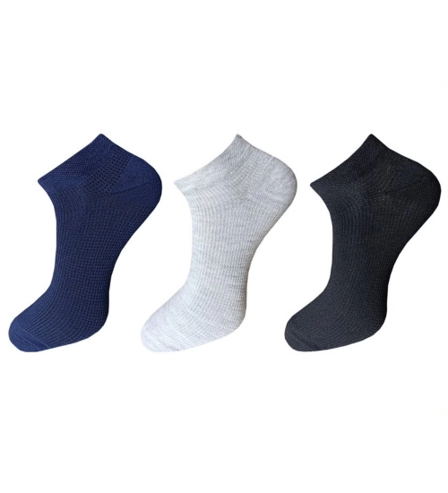 3_Pair Set Unisex Casual Cotton Solid Ankle Length Socks (Multicolor)