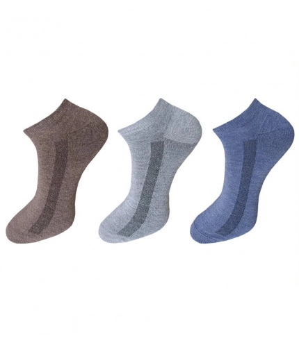 3_Pair Set Unisex Casual Cotton Solid Ankle Length Socks (Multicolor)