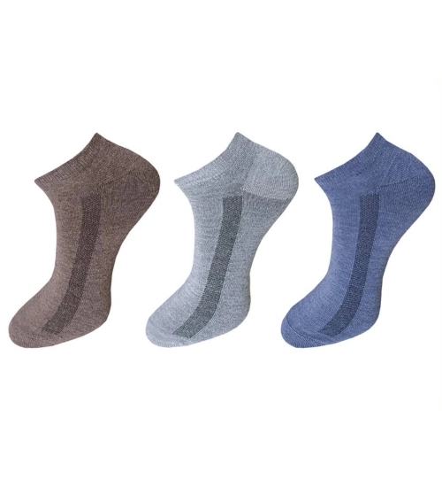 3_Pair Set Unisex Casual Cotton Solid Ankle Length Socks (Multicolor)
