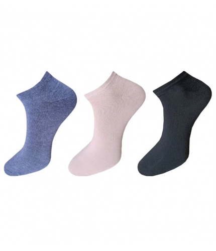 3_Pair Set Unisex Casual Cotton Solid Ankle Length Socks (Multicolor)