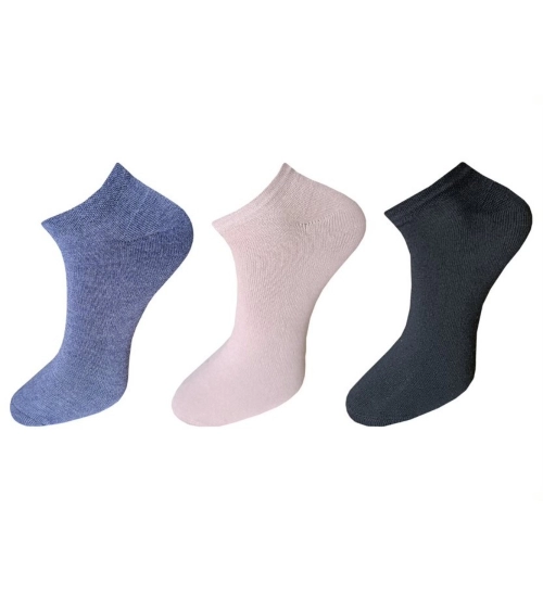 3_Pair Set Unisex Casual Cotton Solid Ankle Length Socks (Multicolor)