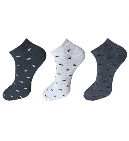 3_Pair Set Unisex Casual Cotton Printed Ankle Length Socks (Multicolor)