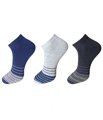 3_Pair Set Unisex Casual Cotton Striped Ankle Length Socks (Multicolor)