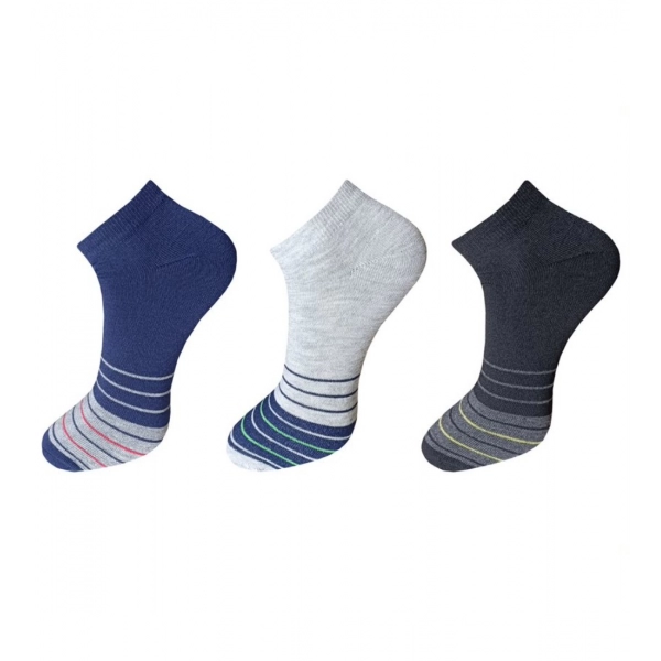 Dropship 3_Pair Set Unisex Casual Cotton Striped Ankle Length Socks (Multicolor)