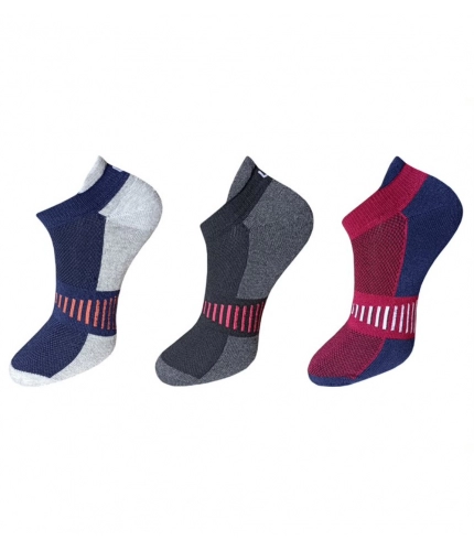 3_Pair Set Unisex Casual Cotton Striped Ankle Length Socks (Multicolor)