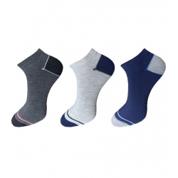 3_Pair Set Unisex Casual Cotton Solid Ankle Length Socks (Multicolor)