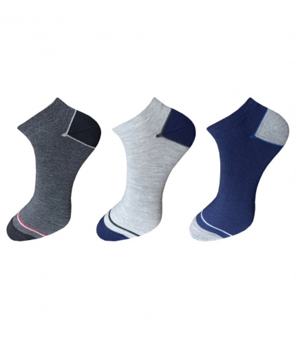 3_Pair Set Unisex Casual Cotton Solid Ankle Length Socks (Multicolor)