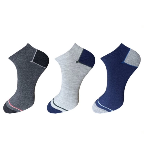3_Pair Set Unisex Casual Cotton Solid Ankle Length Socks (Multicolor)