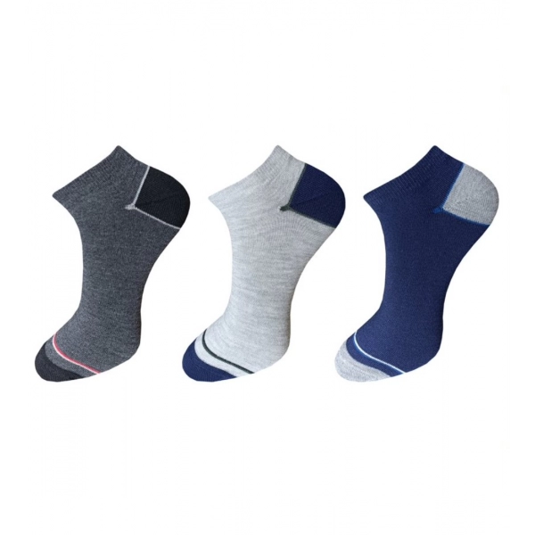 Dropship 3_Pair Set Unisex Casual Cotton Solid Ankle Length Socks (Multicolor)