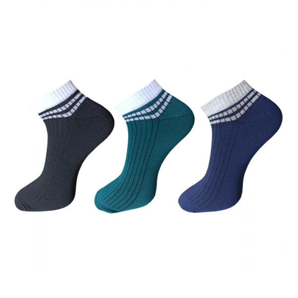 Dropship 3_Pair Set Unisex Casual Cotton Striped Ankle Length Socks (Multicolor)