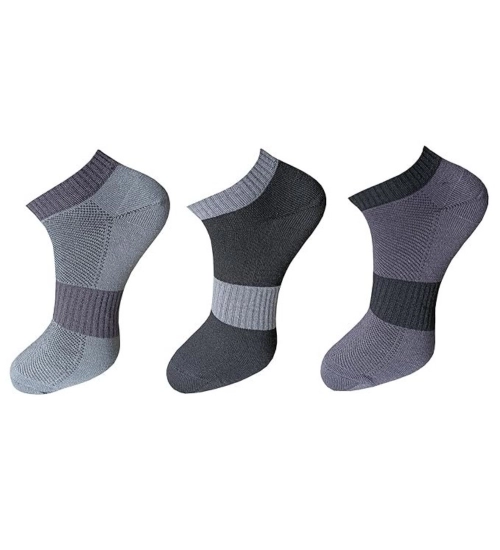 3_Pair Set Unisex Casual Cotton Solid Ankle Length Socks (Multicolor)